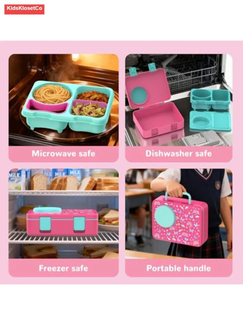 Kids Insulated Lunch Box with 8oz Thermo Food Jar, Leakproof Bento with Ice
